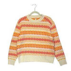 J. Crew Cashmere Fair Isle Crewneck Sweater Women's Sz S Sorbet Argyle Preppy